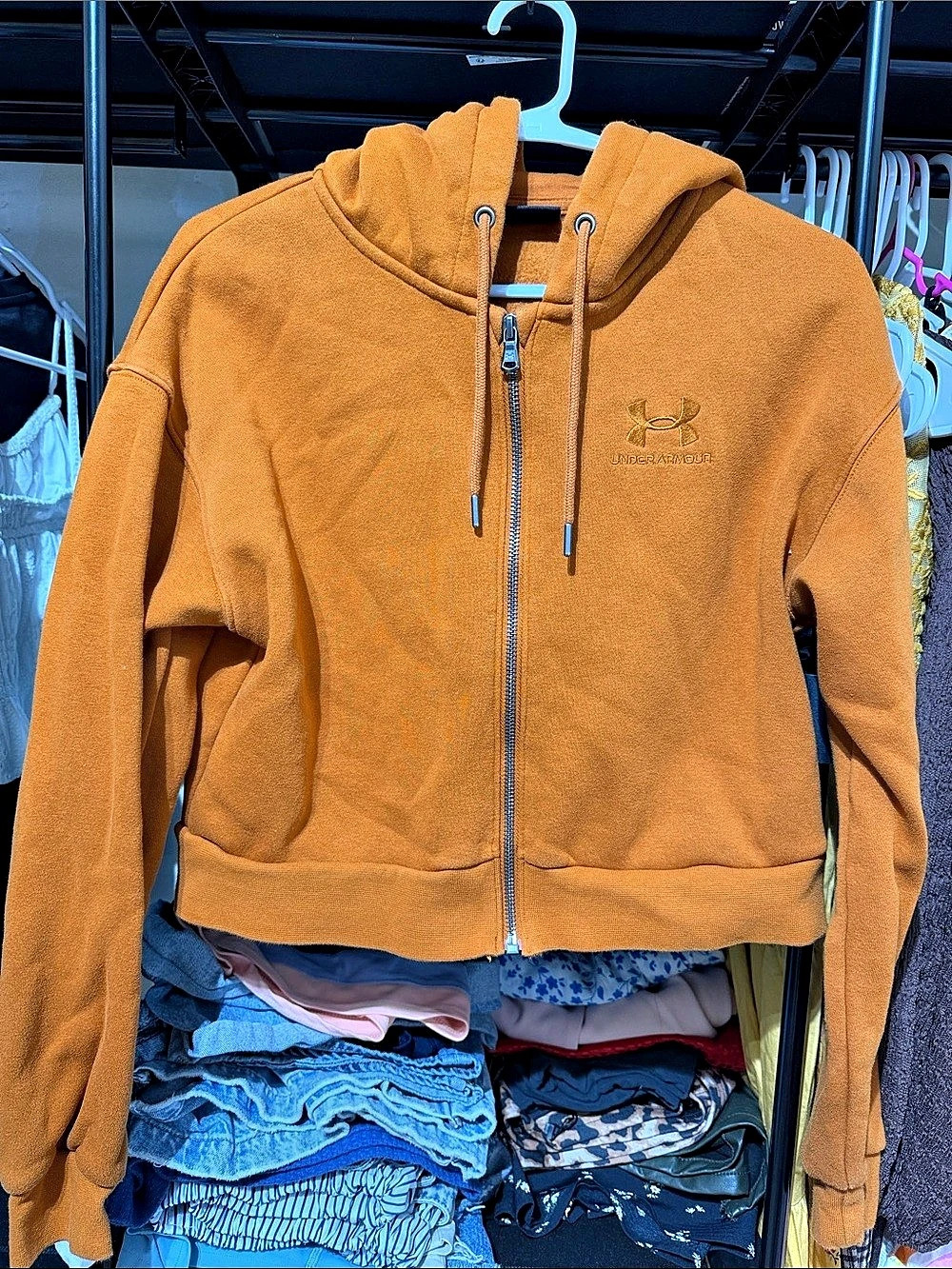 Under Armour Women's Orange Full-Zip Hoodie Size XS Like New